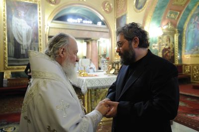 Святейший Патриарх Кирилл и Сергей Леонидович Кравец