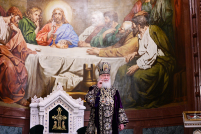 Святейший Патриарх Кирилл. Богослужение Великого Четверга в Храме Христа Спасителя