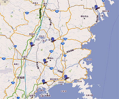 отмечены церкви на северо-востоке Японии (всего 7), о которых нет или очень мало сведений