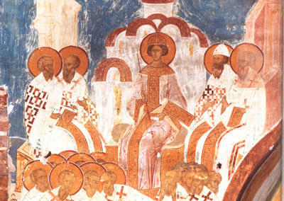 Фрагмент росписи собора Рождества Богородицы Ферапонтова монастыря.
